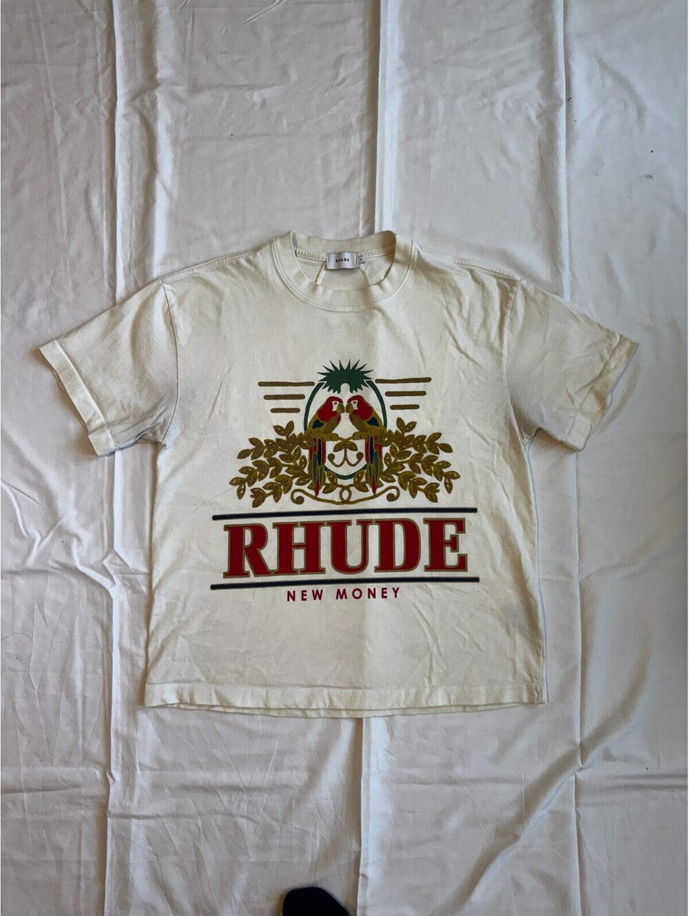 Rhude 'New Money' Crest Tee Cream/Off-White — Size S